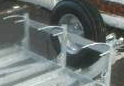 Spare wheel carrier & front wheel locating bars on triple trailer